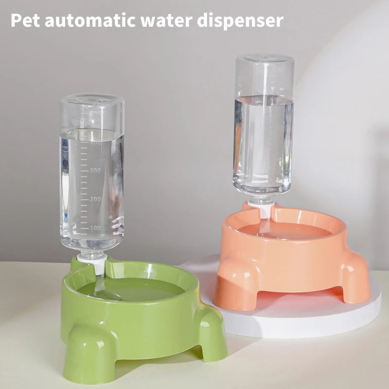 Automatic Pet Water Bottle Dispenser | Gravity Refilling Single Drinking Bowl for Puppies and Cats | Self-Dispensing No-Spill Fountain Station for Small Pets