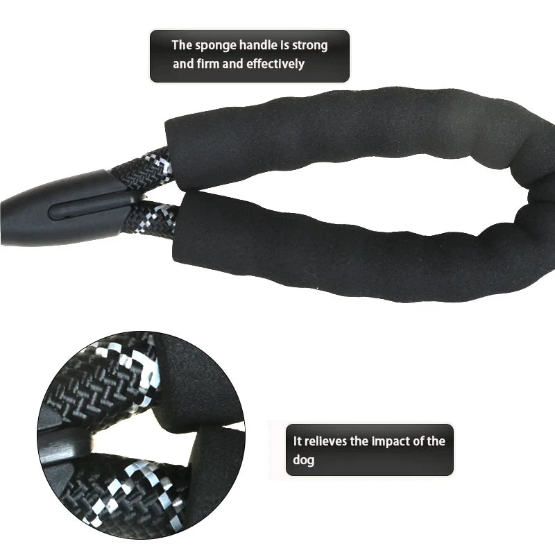 Reflective Rope Dog Leash with Padded Handle