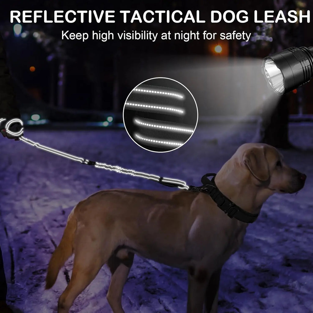 Heavy Duty Bungee Dog Leash | 4-6FT Shock Absorbing Extension Traffic Lead | Tactical Reflective Walking Running Rope for Medium and Large Dogs That Pull