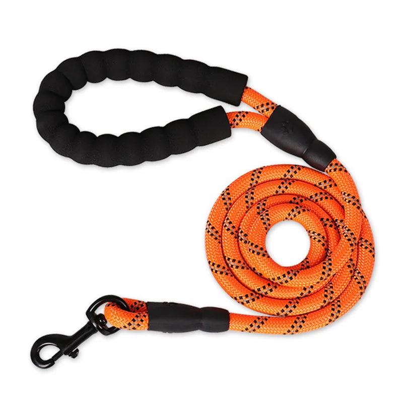 1.5m Heavy Duty Climbing Rope Dog Leash | Durable Nylon Braided Lead with Soft Padded Handle | Reflective Shock Absorbing Training Traffic Cord for Cats and Dogs