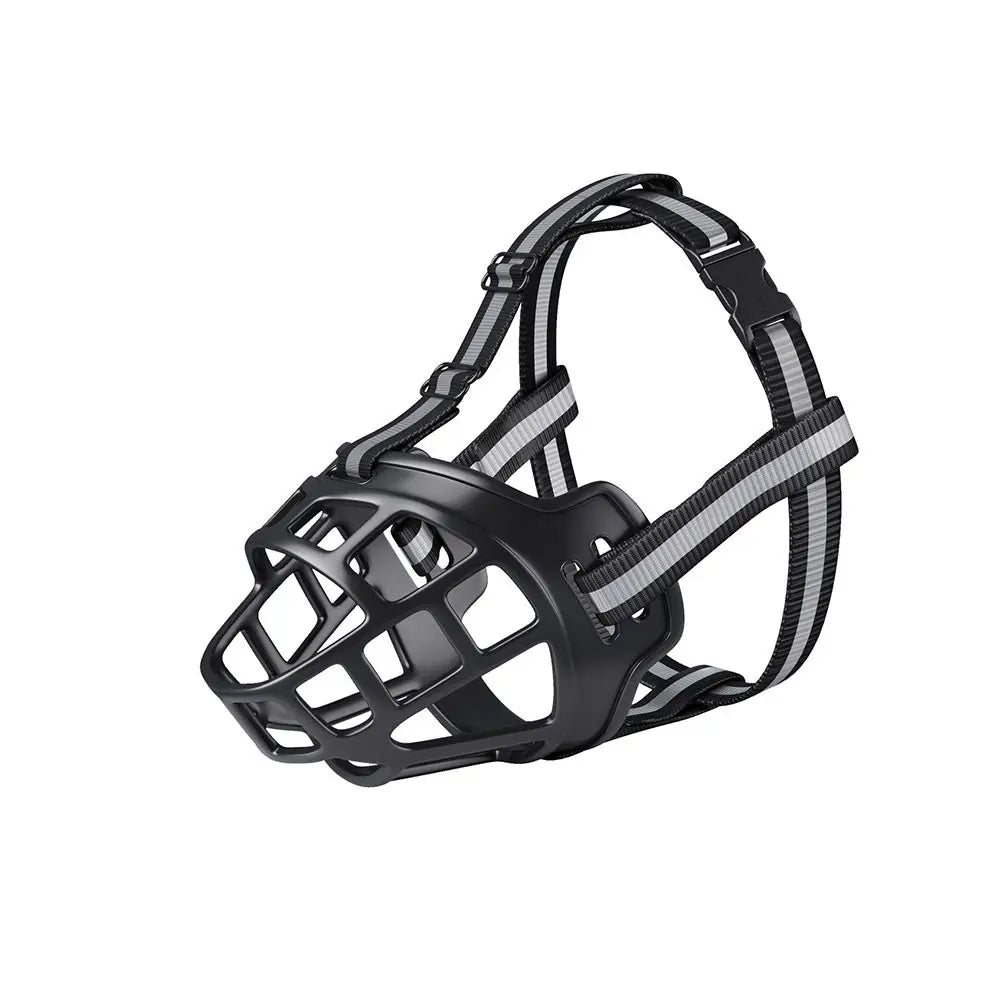 Adjustable Basket Dog Muzzle – Anti-Biting & Anti-Barking Soft Mouth Cover with Reflective Safety Strip