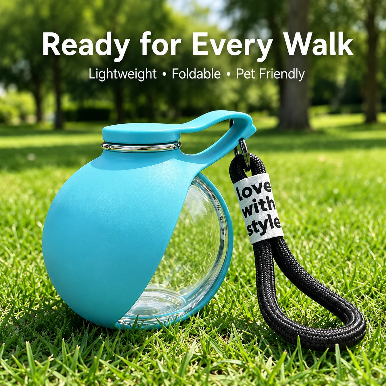 Portable Dog Water Bottle | Leaf-Shaped Silicone Travel Pet Water Dispenser with Wrist Strap | Leak-Proof Lightweight Outdoor Walking and Hiking Hydration Bowl