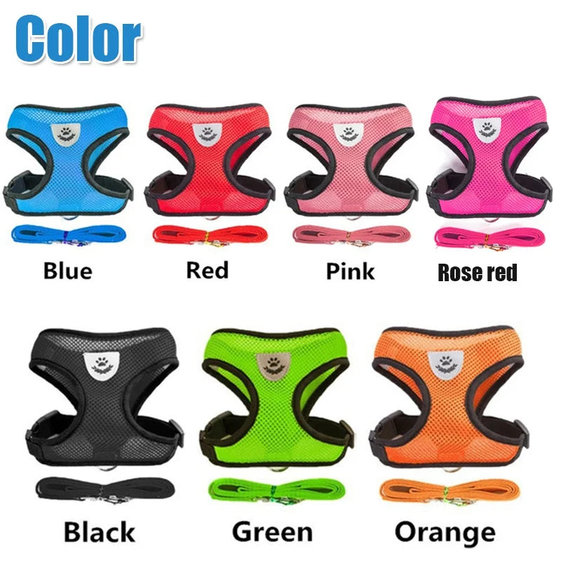 Cat and Dog Harness with Leash Set | Adjustable Polyester Mesh Breathable Walking Vest | Reflective No-Choke Escape-Proof Harness Jacket for Kittens and Small Dogs