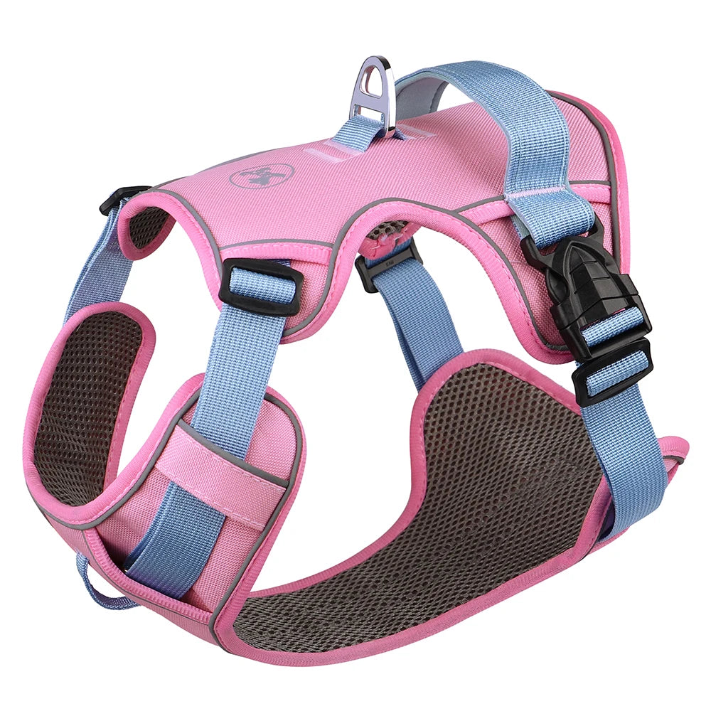 Mesh Breathable Dog Harness Vest | Nylon Reflective Adjustable Pet Training Harness | Durable No-Choke Outdoor Walking Vest for Small, Medium, and Large Dogs