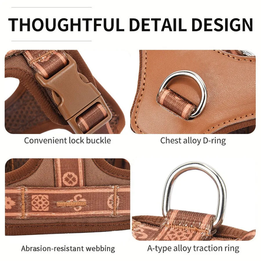 Breathable Reflective Dog Chest Strap Harness | Adjustable Suede Soft Leather No-Pull Vest | Step-In Comfort Padded Walking Harness for Small to Medium Dogs