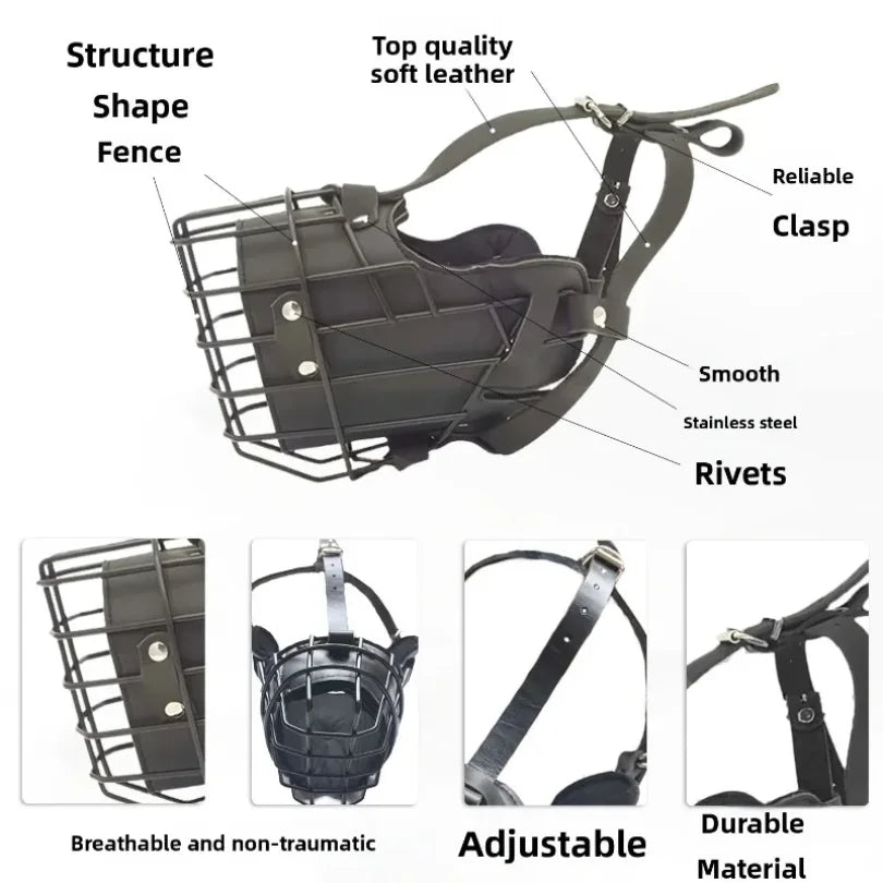 Adjustable Mesh Dog Muzzle – Soft Breathable Anti-Biting & Anti-Barking Mouth Cover for Medium and Large Dogs