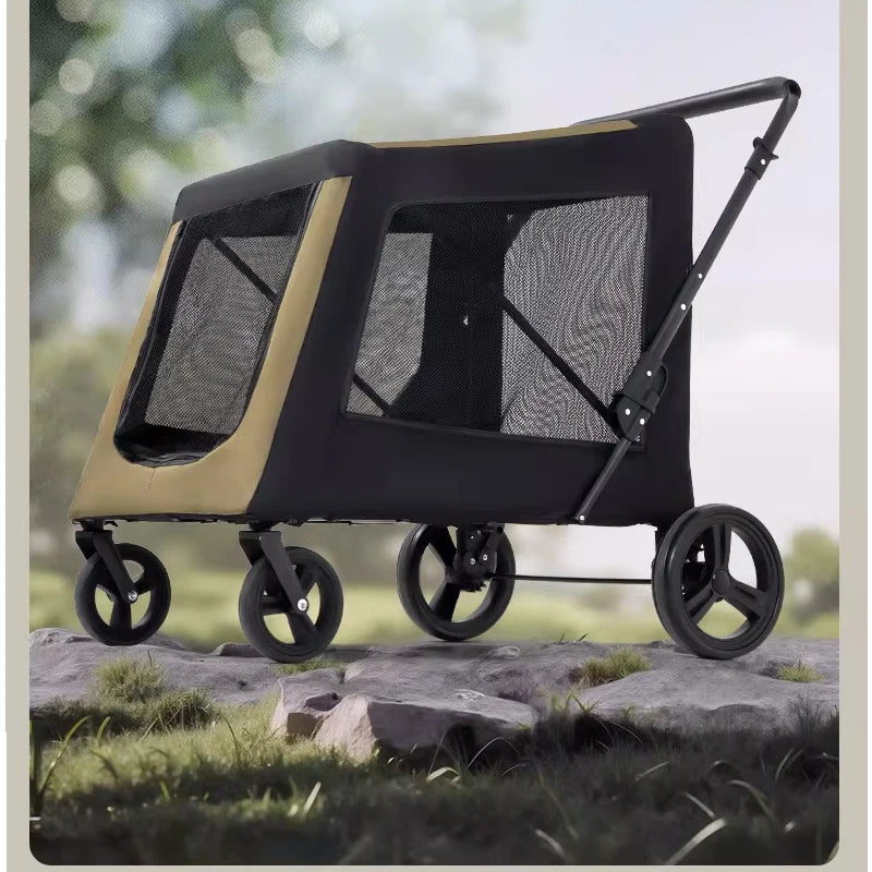 Portable Foldable Pet Stroller | Multi-Functional Large Dog Trailer Cart | Heavy-Duty 4-Wheel Jogger Wagon for Injured, Senior, and Elderly Dog Mobility