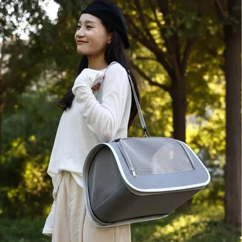 Pet Outing Portable Handbag | Summer Breathable Cat & Dog Carrier Bag | Travel Puppy & Kitten Single Shoulder Tote with Mesh Ventilation Panel