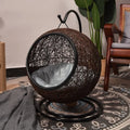 Luxury Hanging Basket Cat Hammock – Semi-Enclosed Woven Egg Chair Pet Nest with Plush Cushion