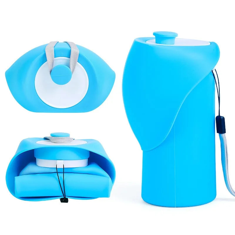 Collapsible Dog Water Bottle | Portable Pet Travel Water Dispenser with Folding Drinking Tray | Leak-Proof Lightweight Outdoor Walking and Hiking Travel Bowl